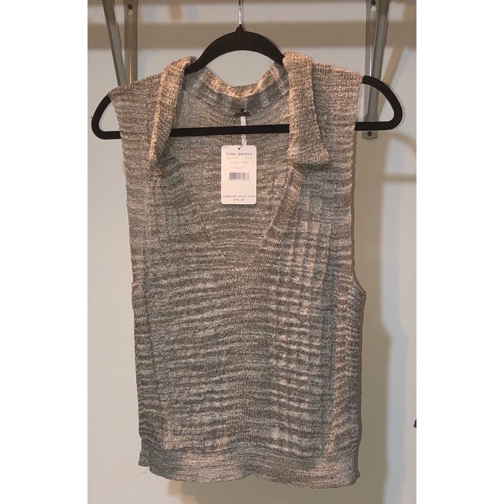 NWT Free People Sleeveless brown comb sweater - Picture 2 of 6